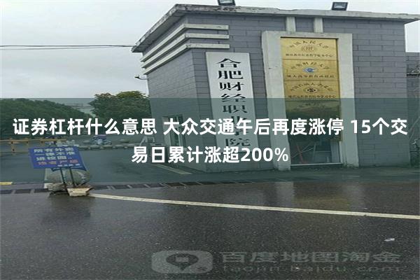 证券杠杆什么意思 大众交通午后再度涨停 15个交易日累计涨超200%