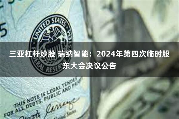 三亚杠杆炒股 瑞纳智能：2024年第四次临时股东大会决议公告