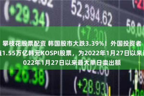 攀枝花股票配资 韩国股市大跌3.39%！外国投资者周五净卖出价值1.55万亿韩元KOSPI股票，为2022年1月27日以来最大单日卖出额